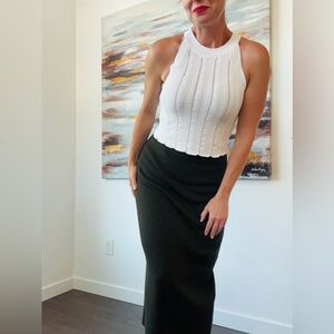 RODIER Dark Olive Knit Body-con Skirt